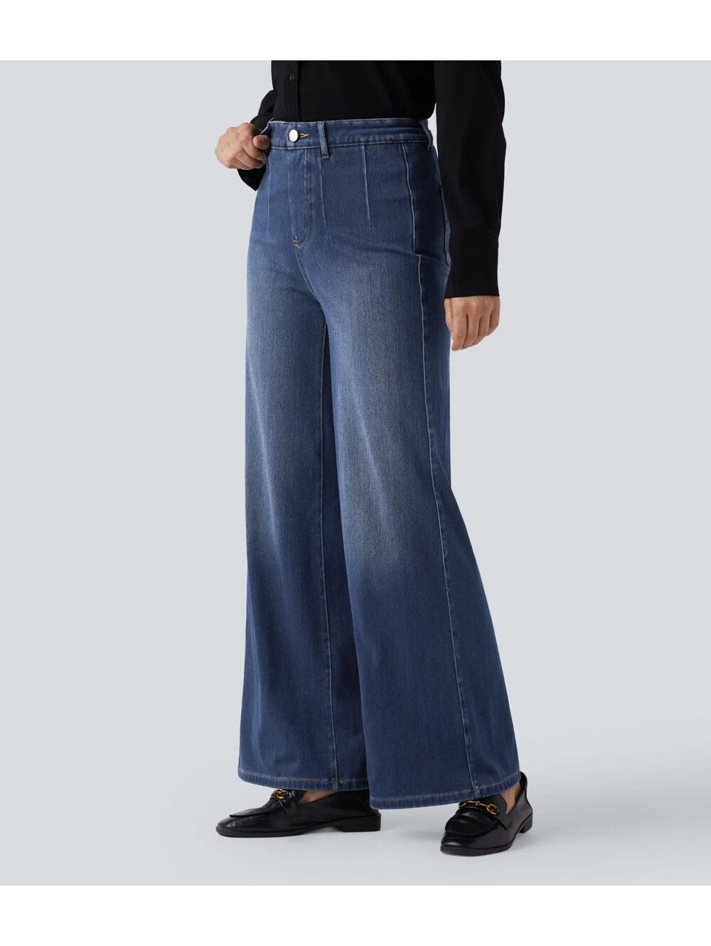 Halara Flex High Waisted Tummy Control Wide Leg Casual Jeans Size [S Reg]